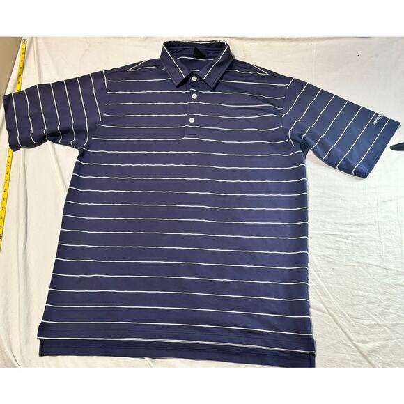 Dunning Golf Polo Shirt Blue Striped Men's Size L Short Sleeve Heavy Weight - Picture 8 of 8